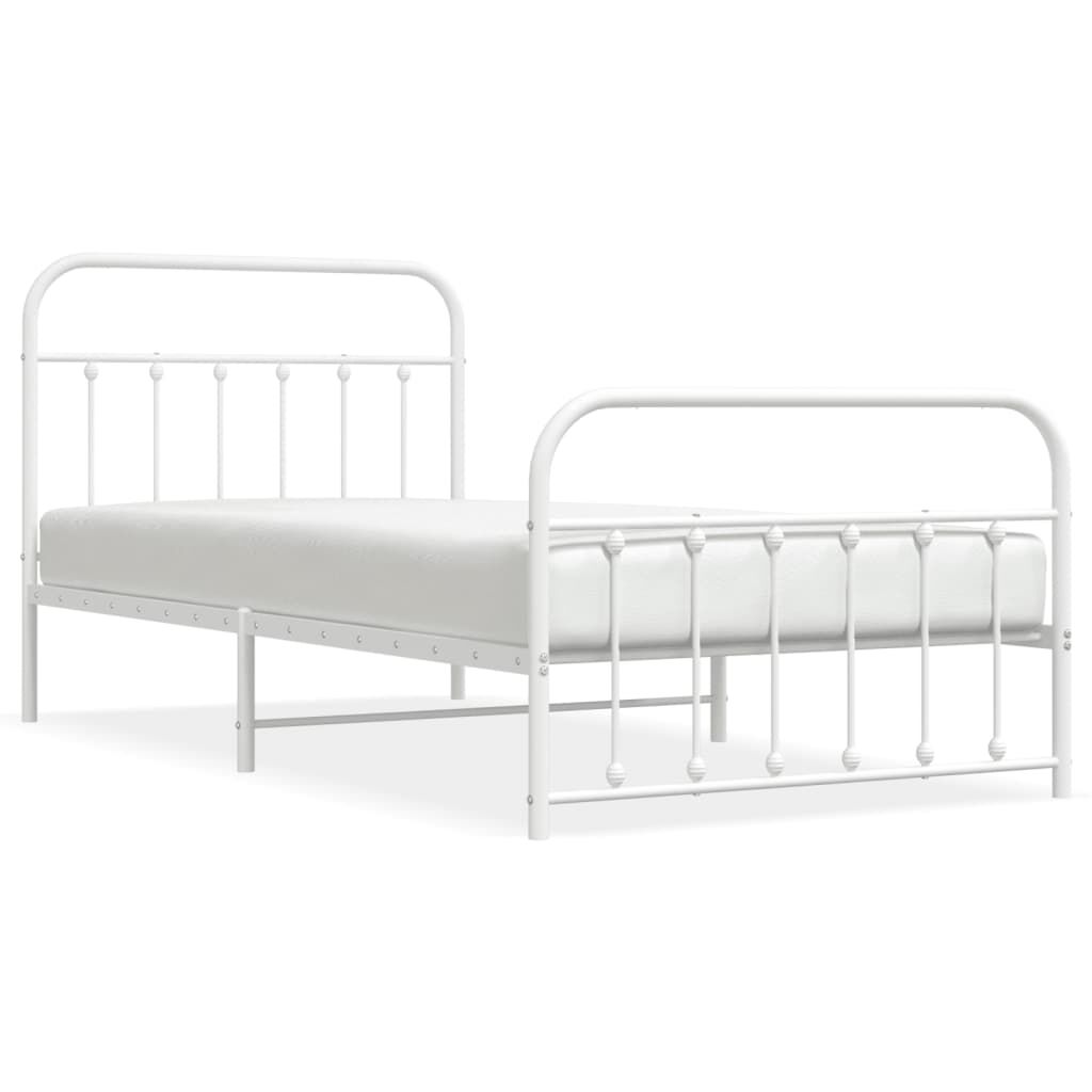 Metal Bed Frame without Mattress with Footboard White 107x203 cm King Single Price