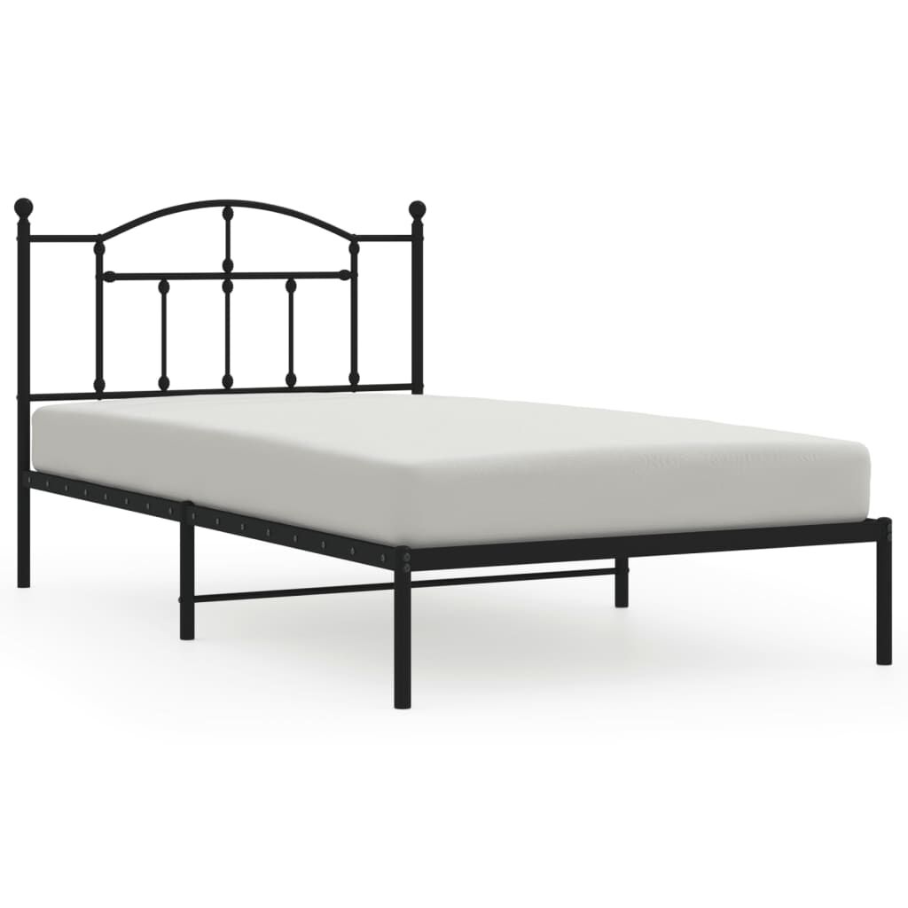Metal Bed Frame without Mattress with Headboard Black 107x203 cm King Single Price