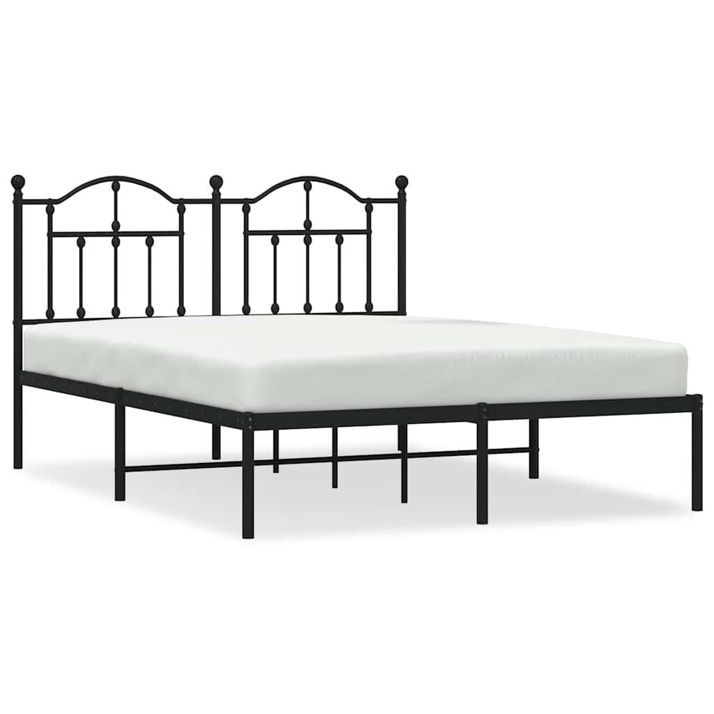 Metal Bed Frame without Mattress with Headboard Black 150x200 cm Price