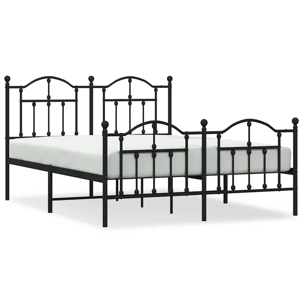 Metal Bed Frame without Mattress with Footboard Black 150x200 cm Price