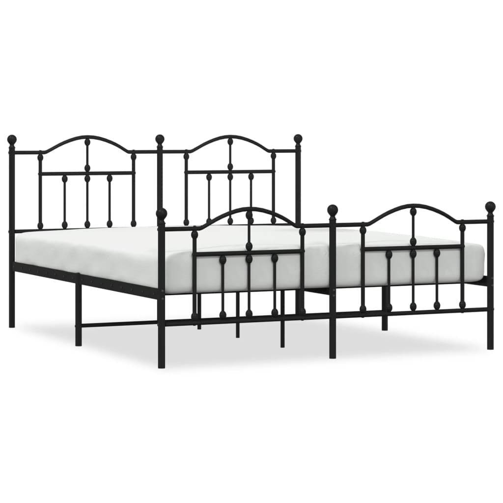 Metal Bed Frame without Mattress with Footboard Black 183x203 cm King Price