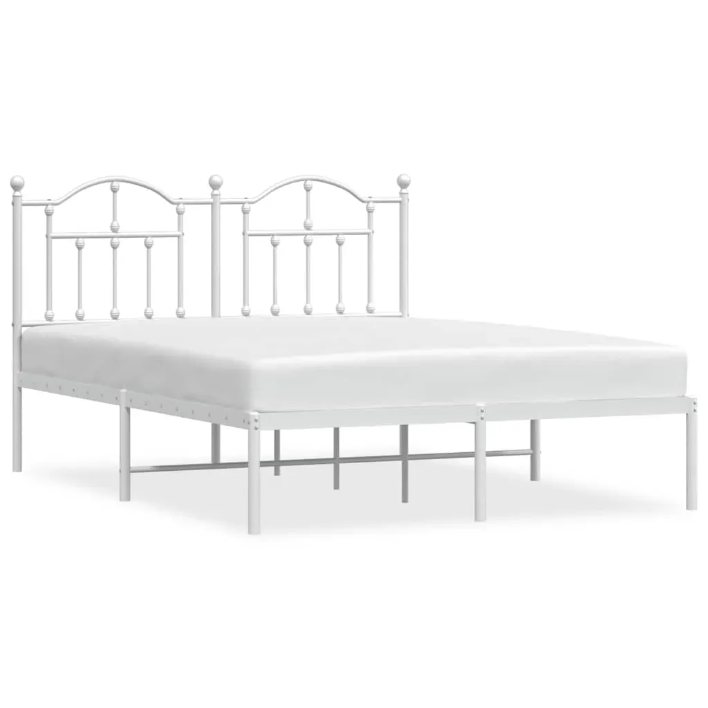 Metal Bed Frame without Mattress with Headboard White 150x200 cm Price