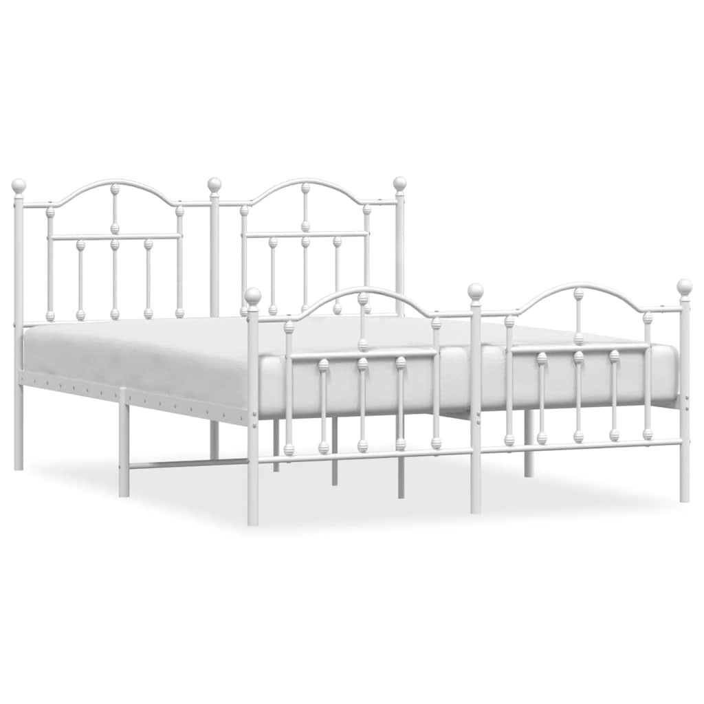 Metal Bed Frame without Mattress with Footboard White 150x200 cm Price