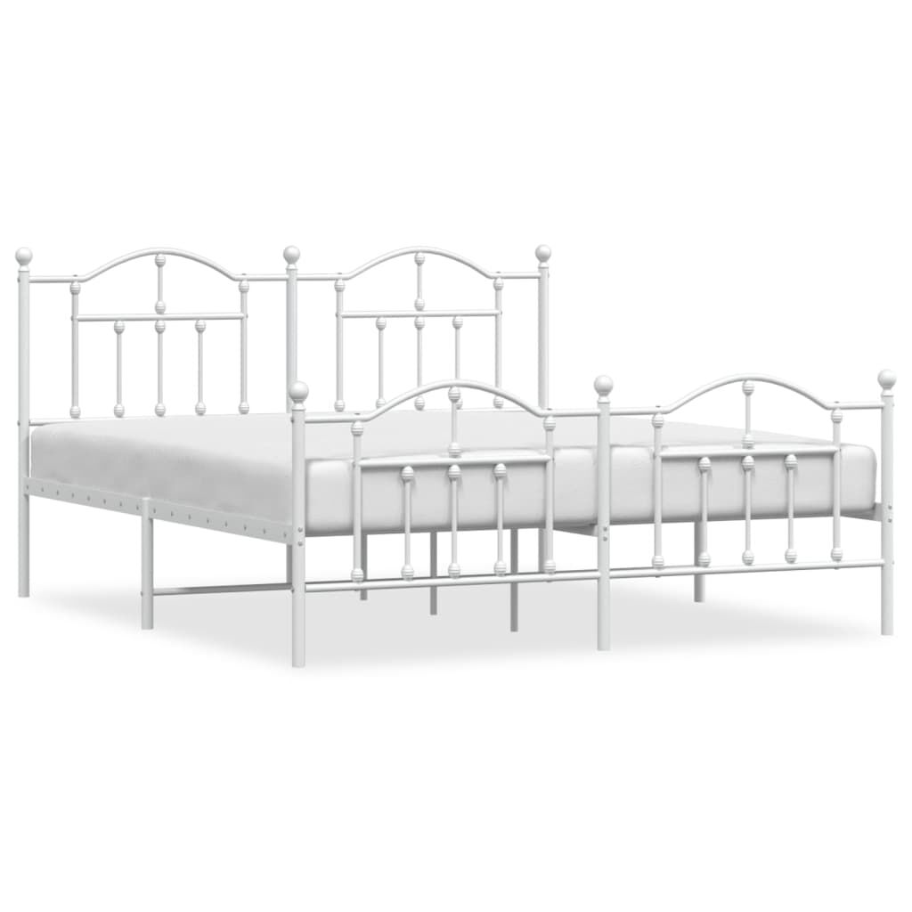 Metal Bed Frame without Mattress with Footboard White 183x203 cm King Price