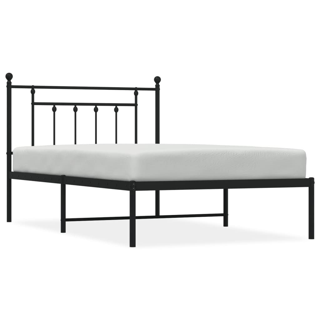Metal Bed Frame without Mattress with Headboard Black 107x203 cm King Single Price