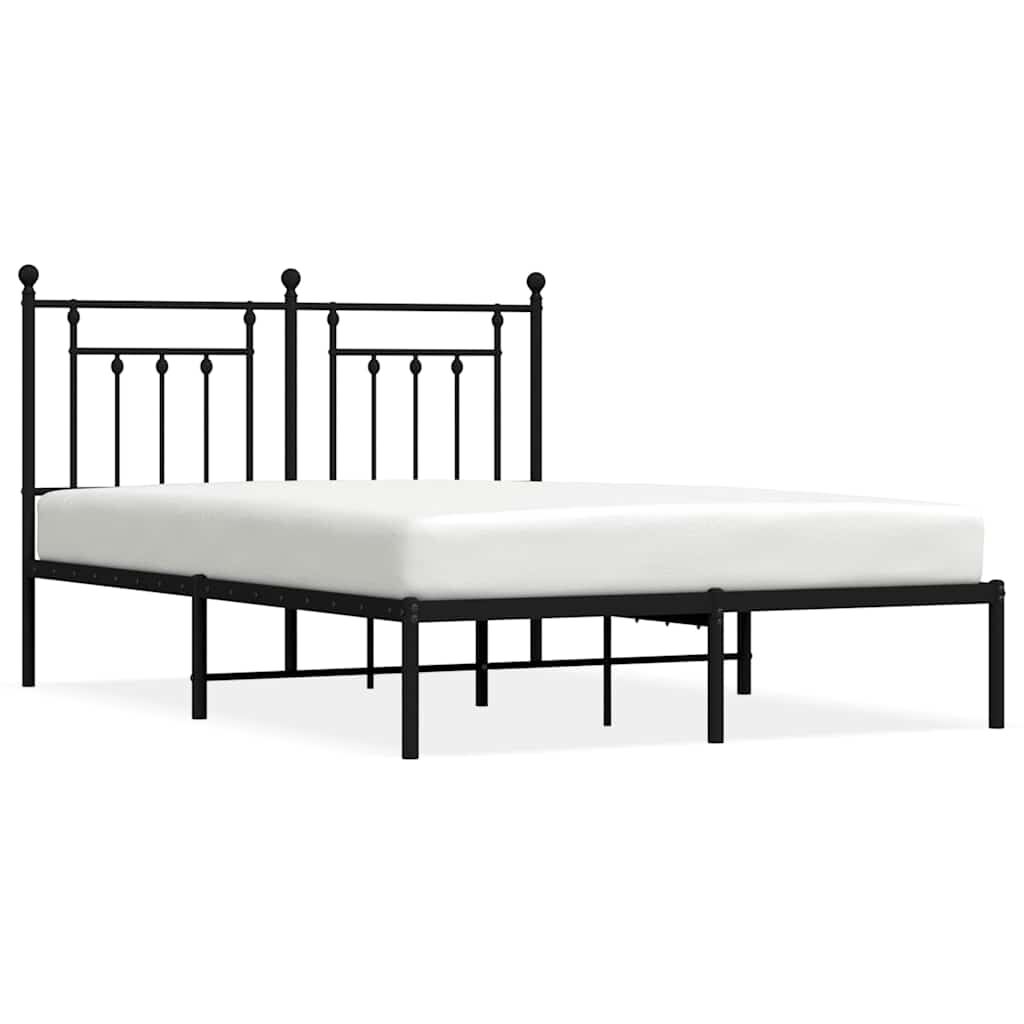 Metal Bed Frame without Mattress with Headboard Black 150x200 cm Price