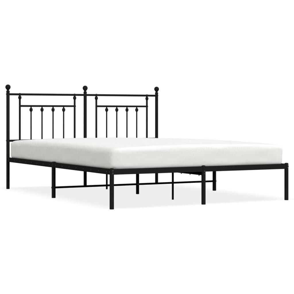 Metal Bed Frame without Mattress with Headboard Black 183x203 cm King Price