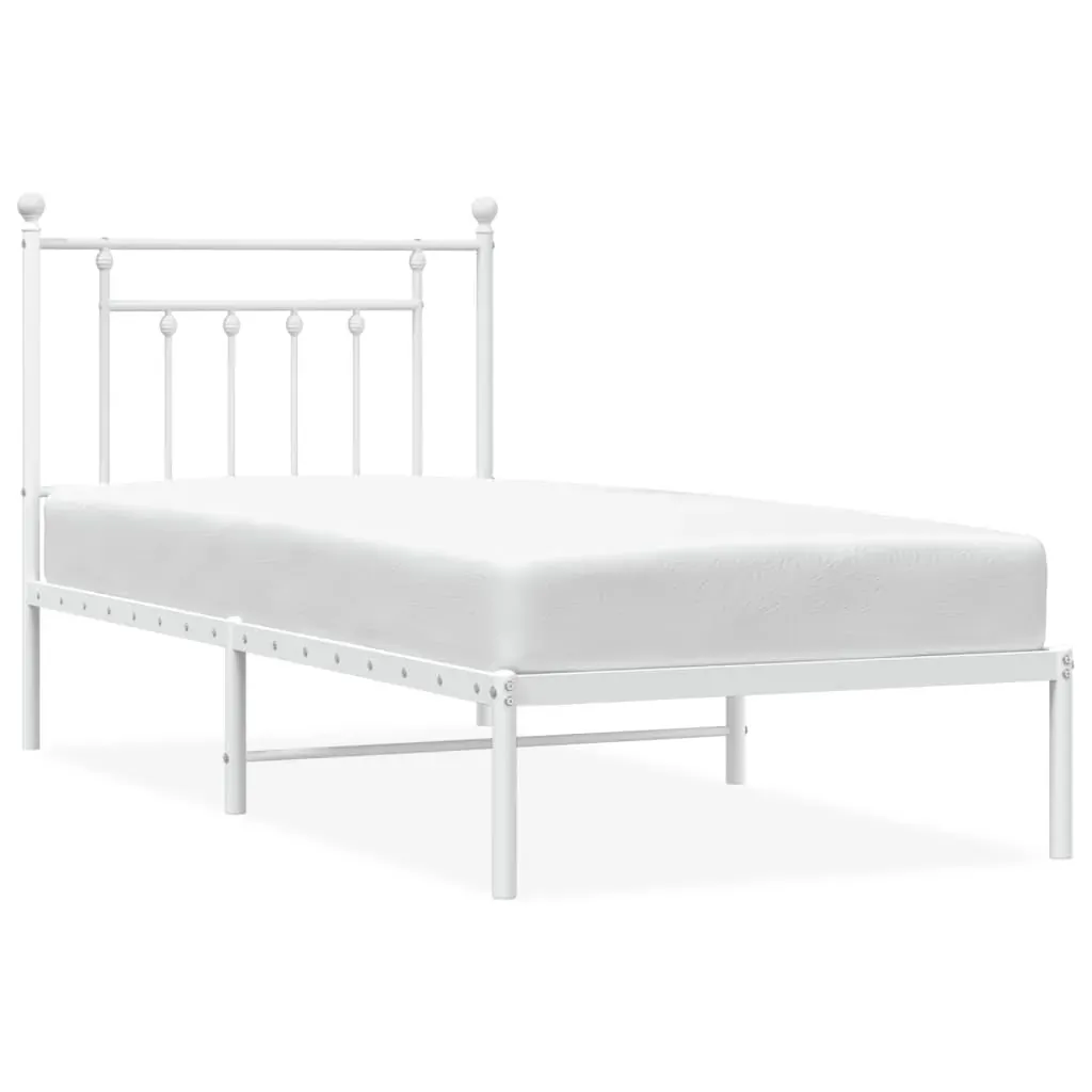 Metal Bed Frame without Mattress with Headboard White 90x190 cm Price