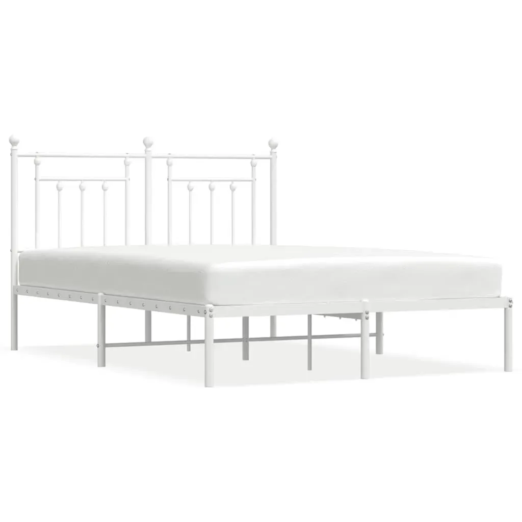 Metal Bed Frame without Mattress with Headboard White 150x200 cm Price
