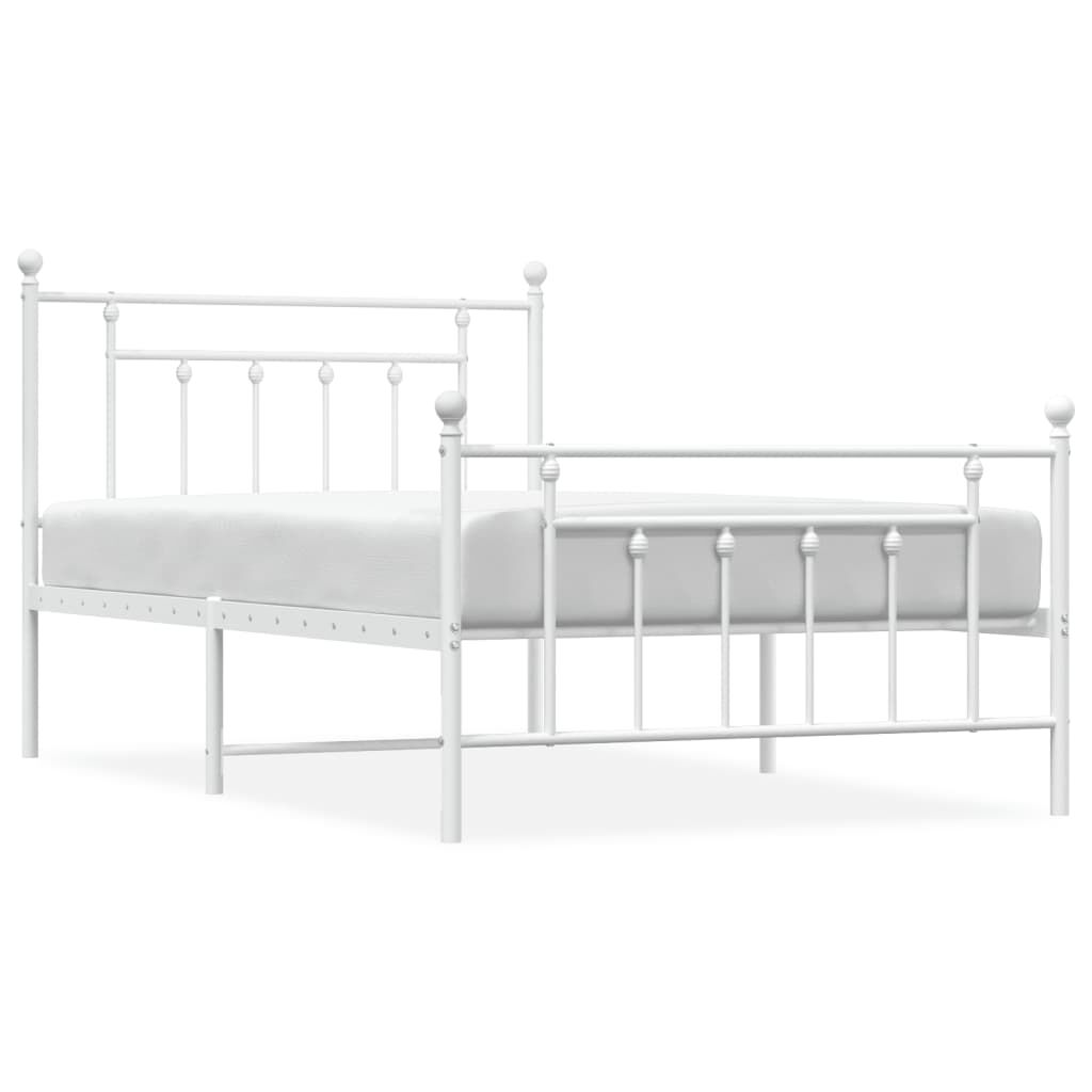 Metal Bed Frame without Mattress with Footboard White 107x203 cm King Single Price