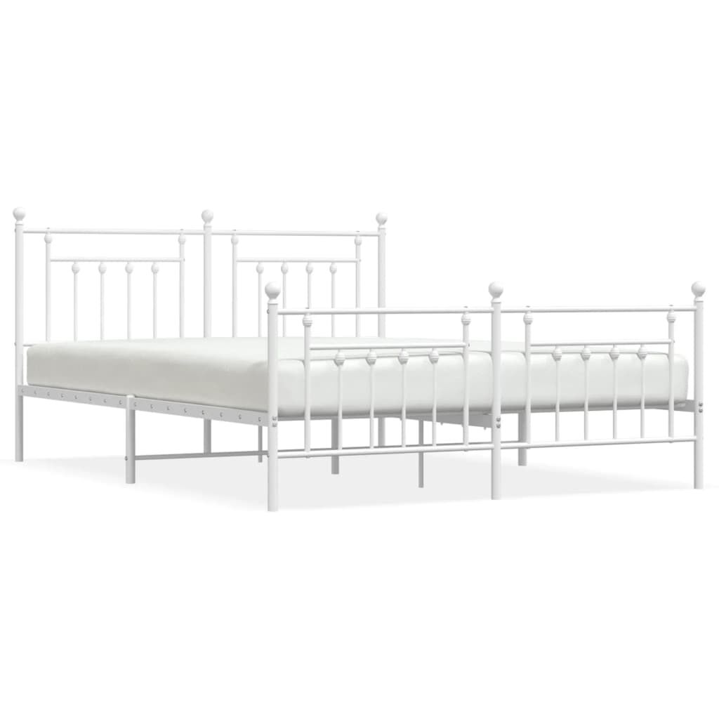 Metal Bed Frame without Mattress with Footboard White 183x203 cm King Price