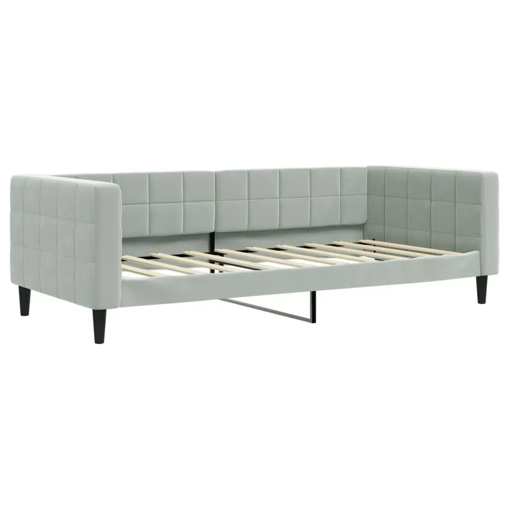 Day Bed without Mattress Light Grey 90x190 cm Velvet Price