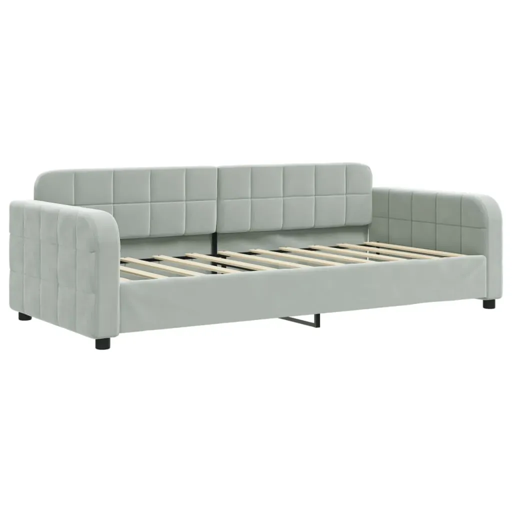 Day Bed without Mattress Light Grey 90x190 cm Velvet Price