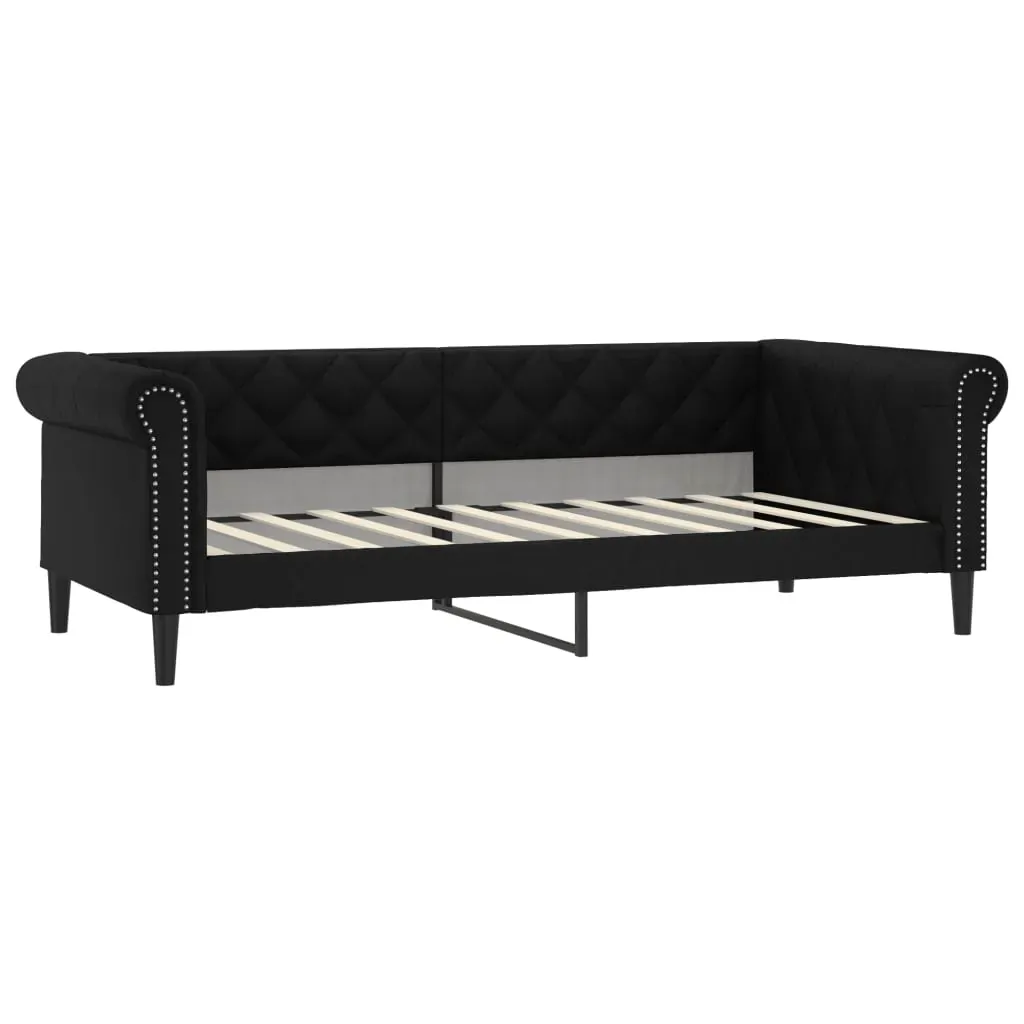 Day Bed without Mattress Black 90x190 cm Faux Leather Price