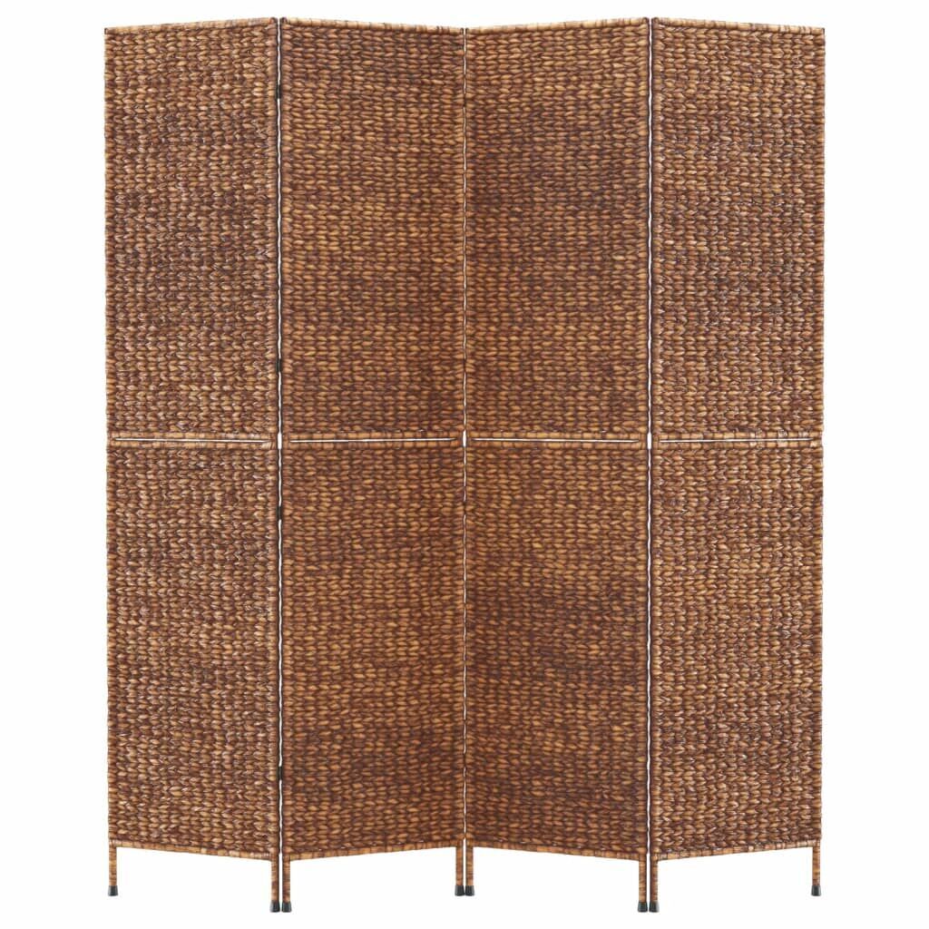 Room Divider 4-Panel Brown 163x180 cm Water Hyacinth Price