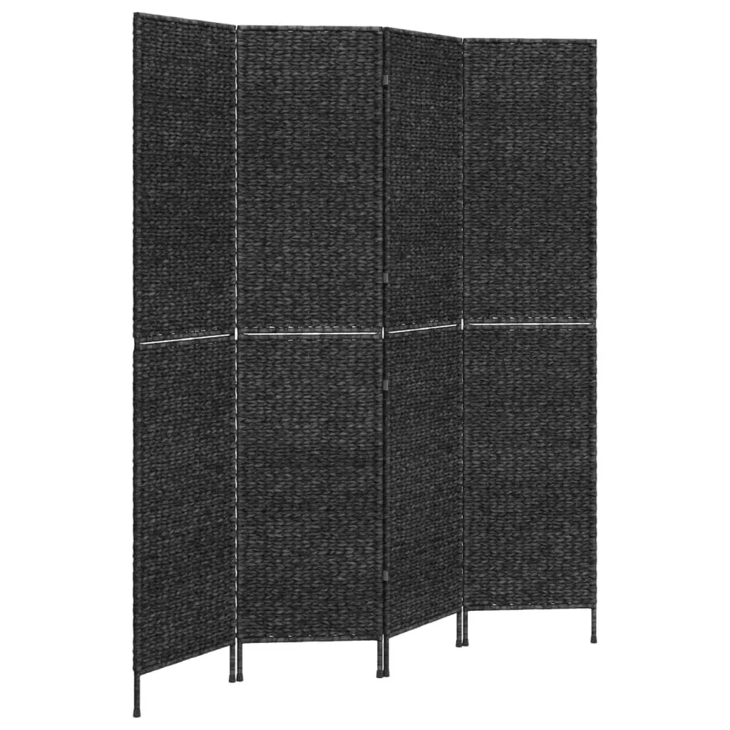 Room Divider 4-Panel Black 163x180 cm Water Hyacinth Price