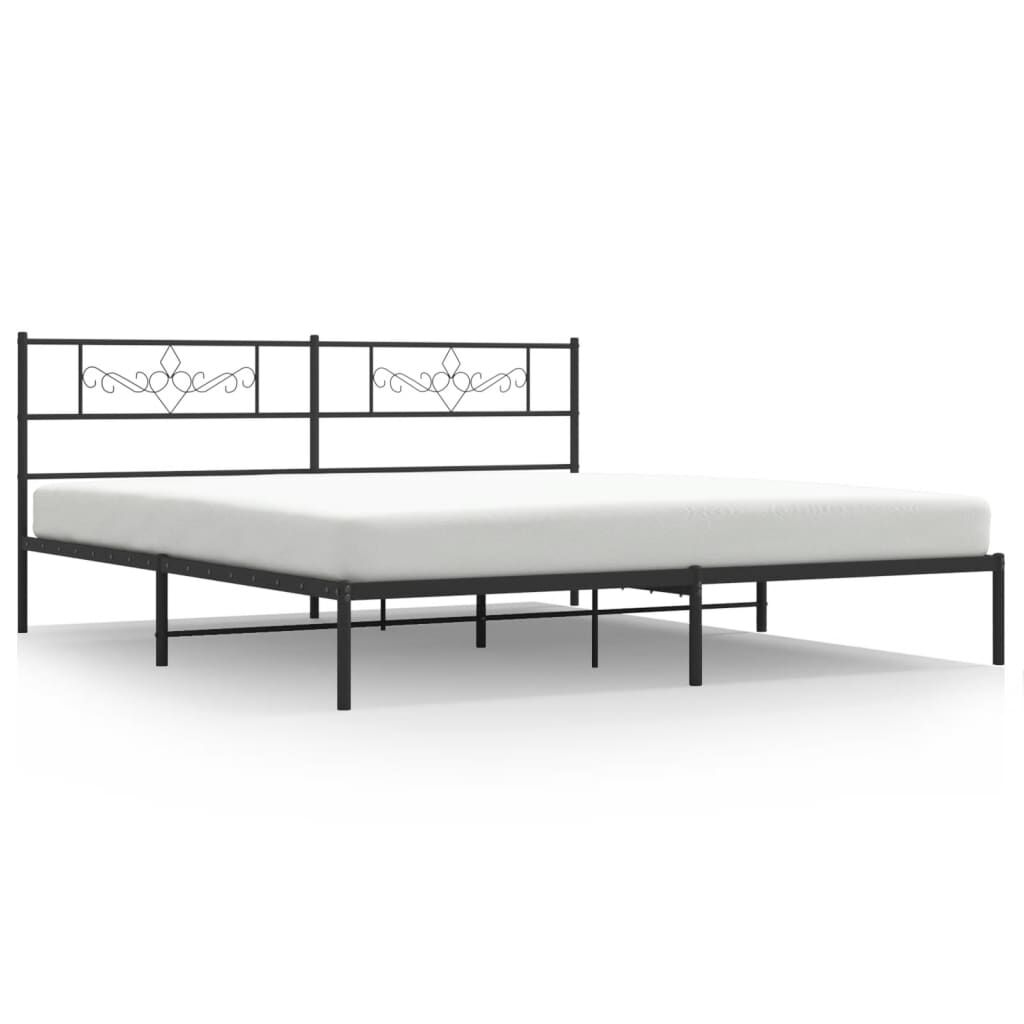 Metal Bed Frame without Mattress with Headboard Black 183x203 cm King Price