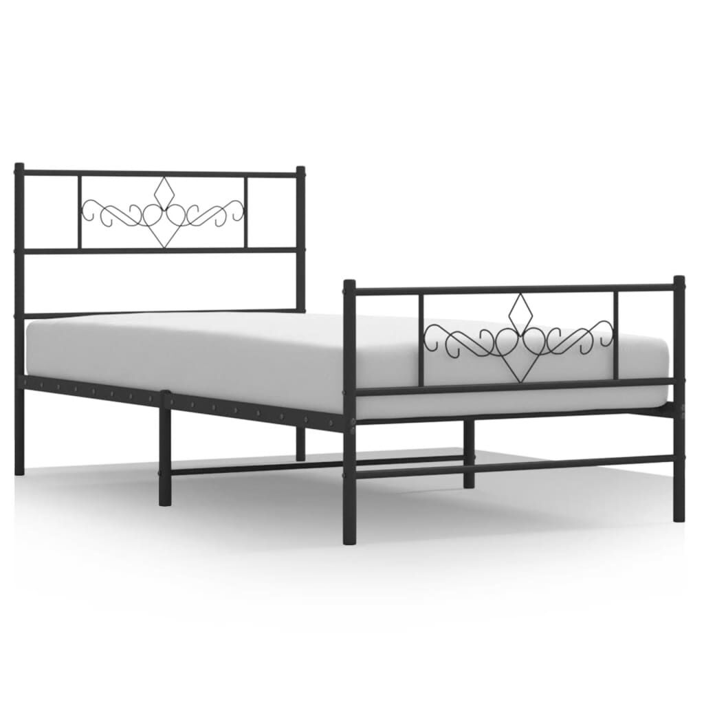 Metal Bed Frame without Mattress with Footboard Black 107x203 cm King Single Price