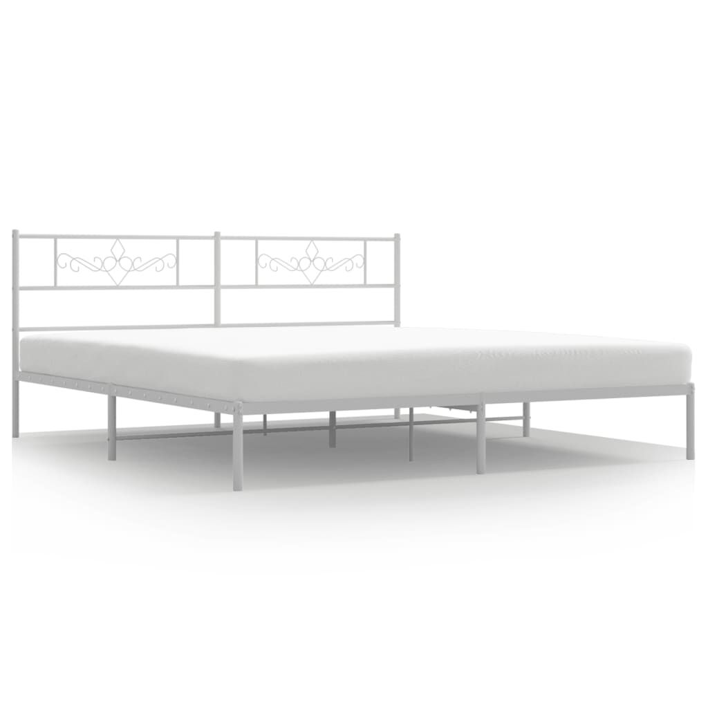 Metal Bed Frame without Mattress with Headboard White 183x203 cm King Price