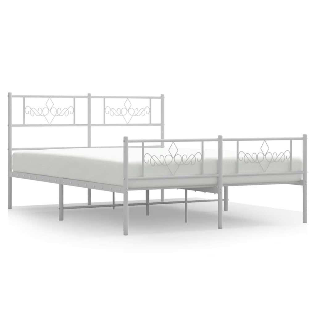 Metal Bed Frame without Mattress with Footboard White 150x200 cm Price