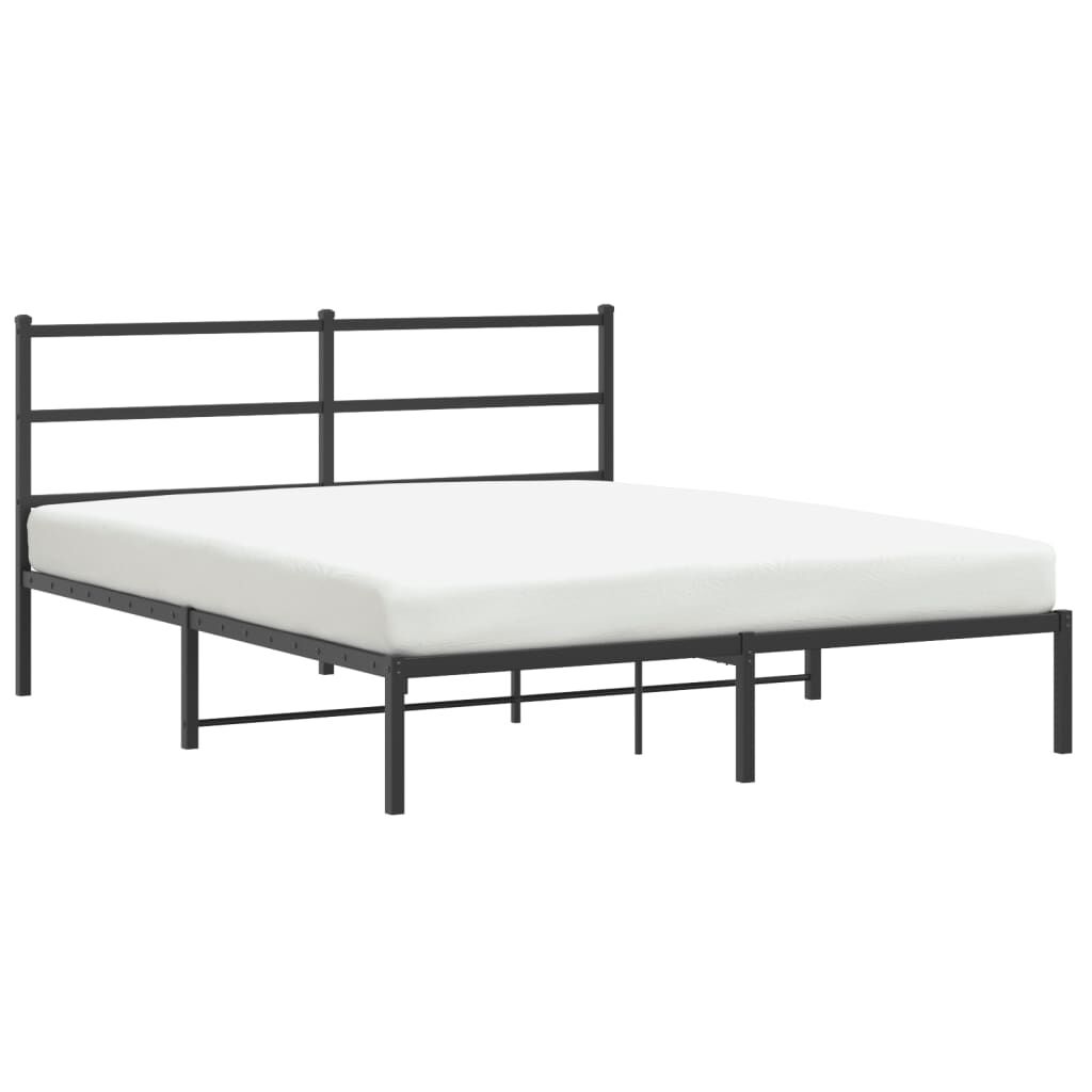 Metal Bed Frame without Mattress with Headboard Black 150x200 cm Price