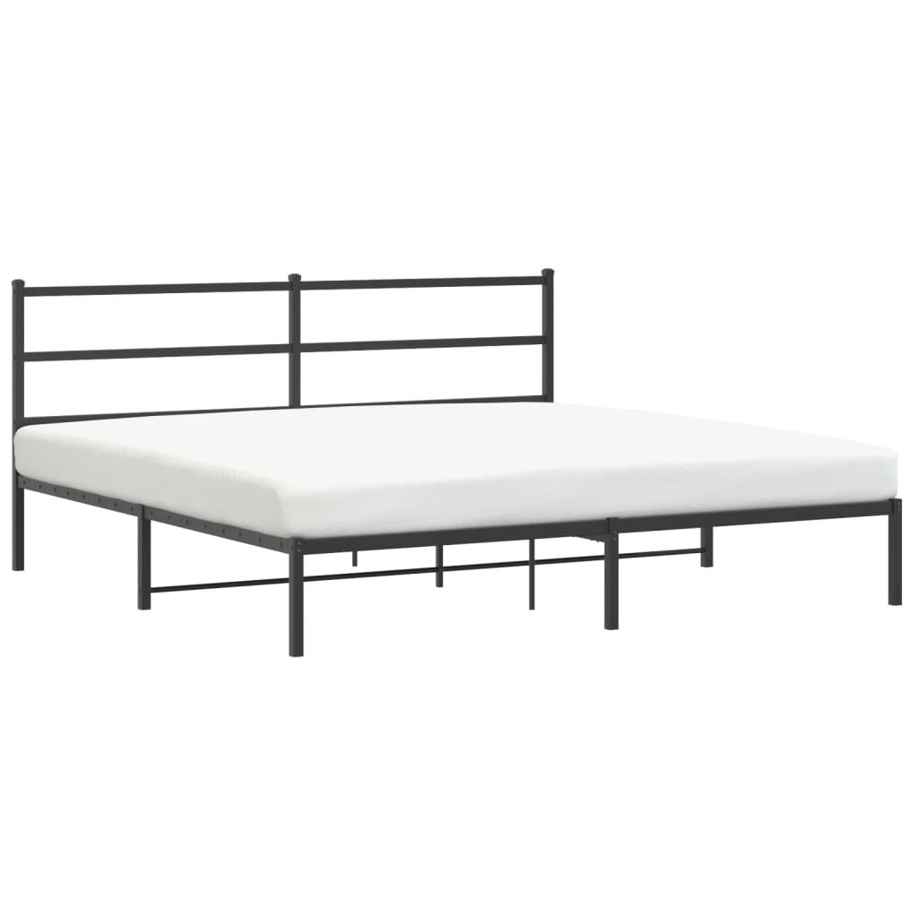 Metal Bed Frame without Mattress with Headboard Black 183x203 cm King Price