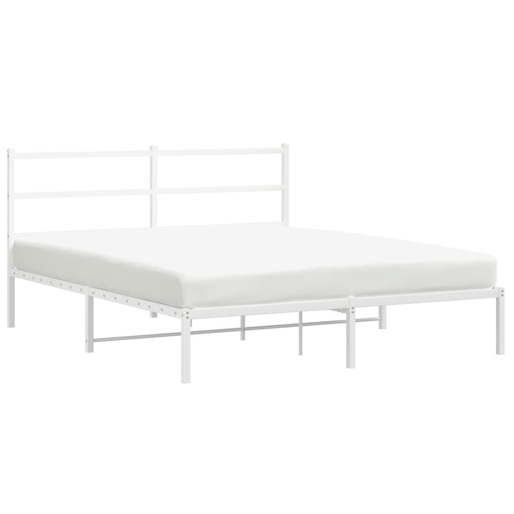 Metal Bed Frame without Mattress with Headboard White 150x200 cm Price