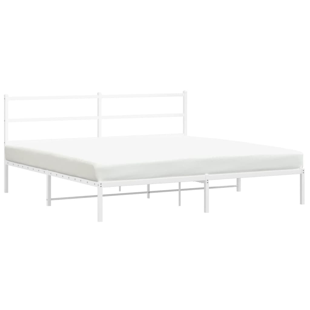 Metal Bed Frame without Mattress with Headboard White 183x203 cm King Price