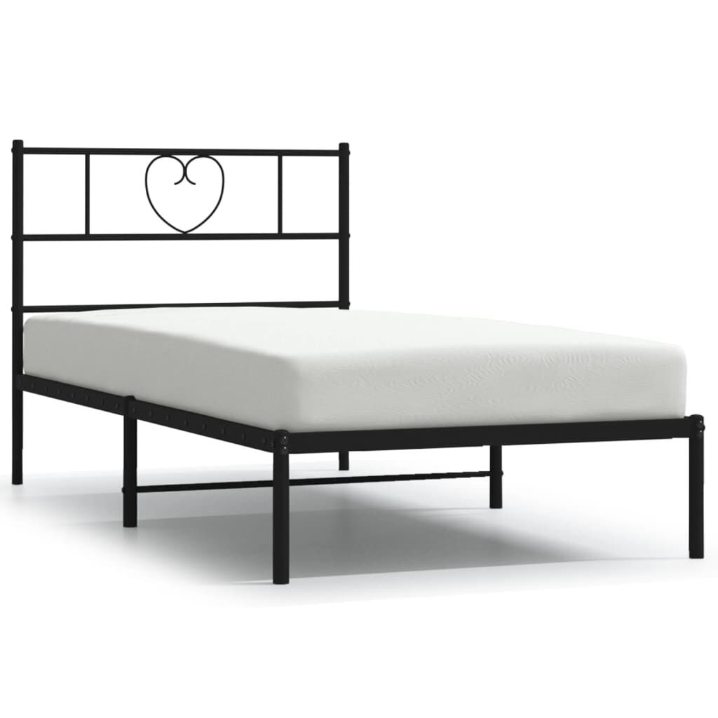 Metal Bed Frame without Mattress with Headboard Black 107x203 cm King Single Price