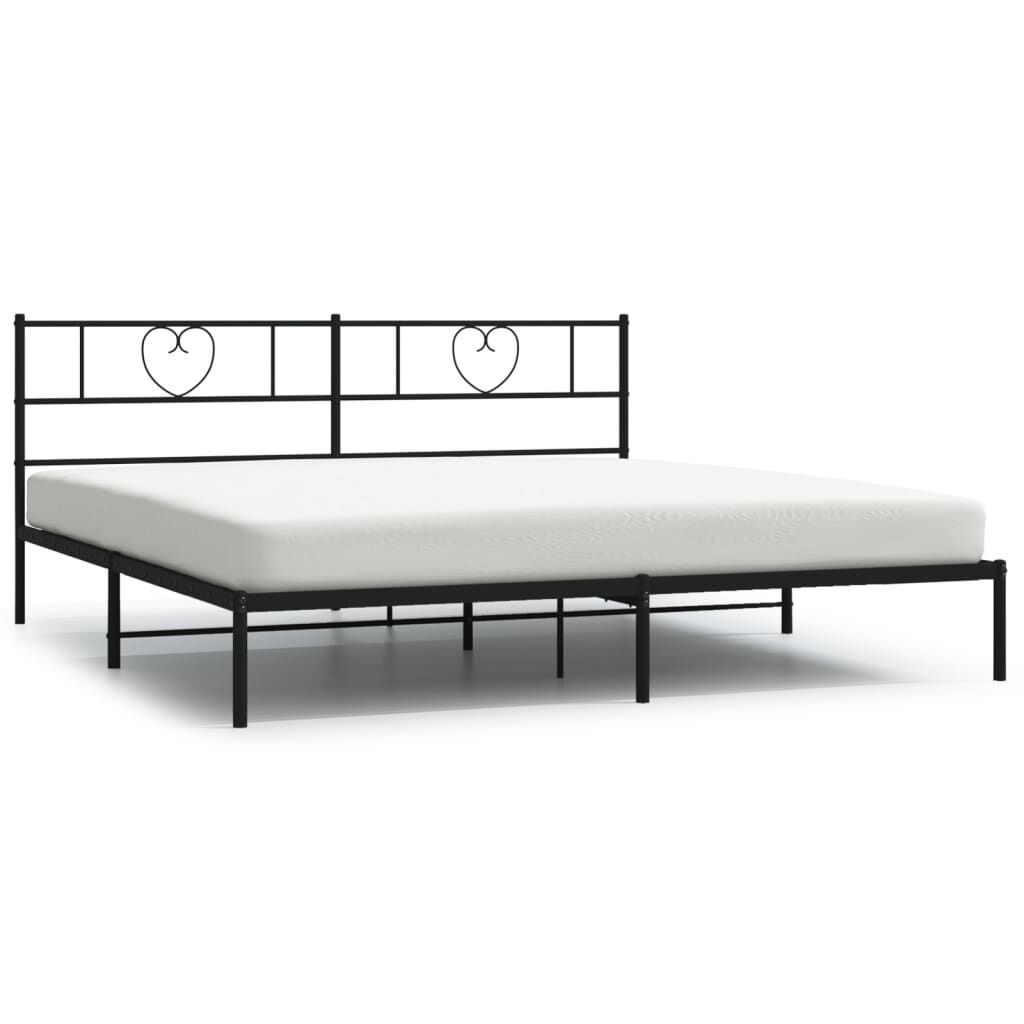 Metal Bed Frame without Mattress with Headboard Black 183x203 cm King Price