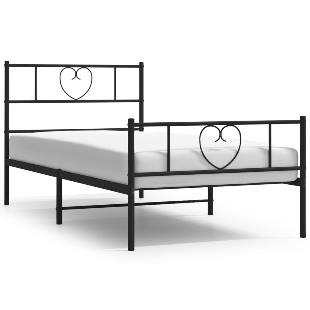 Metal Bed Frame without Mattress with Footboard Black 90x190 cm Price