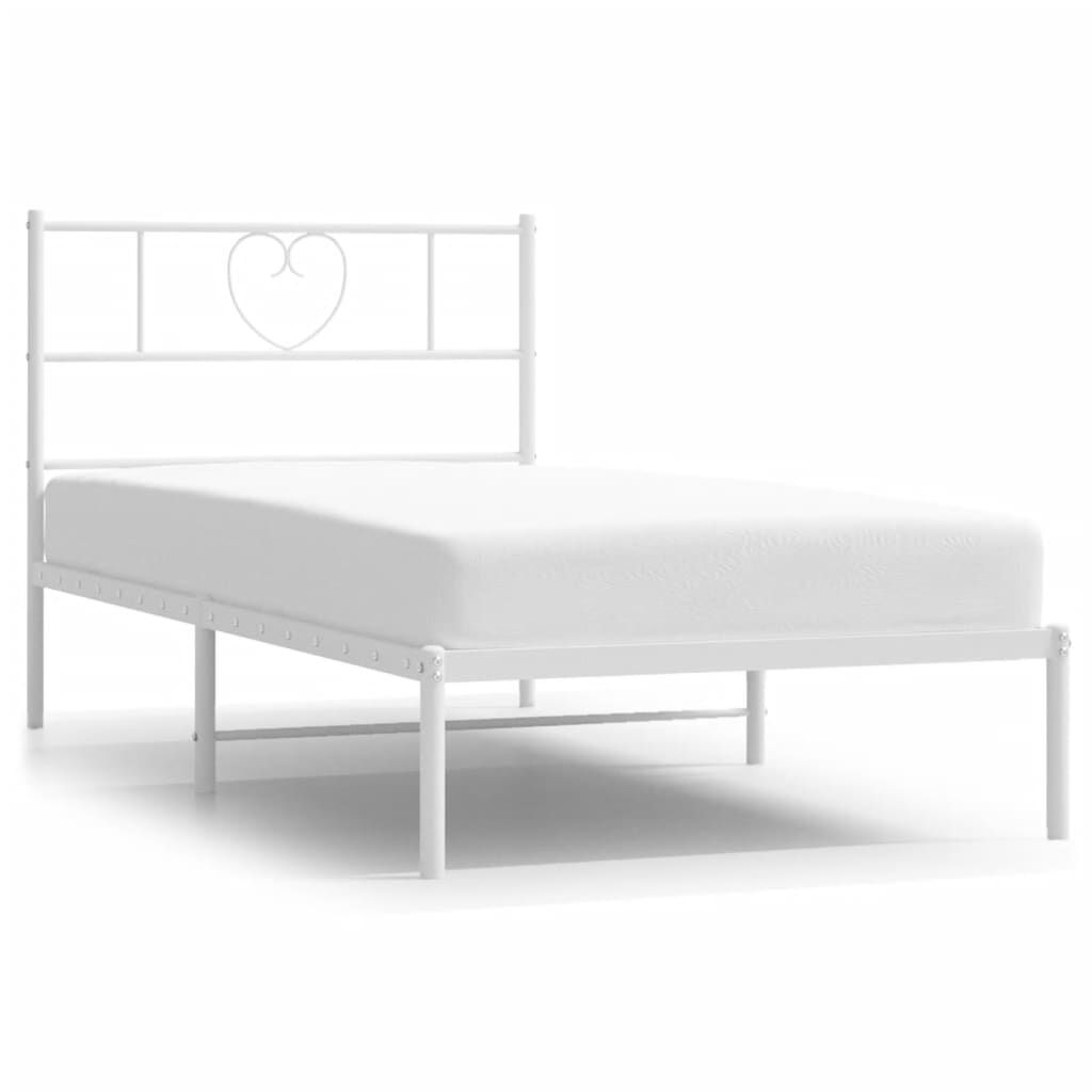 Metal Bed Frame without Mattress with Headboard White 90x190 cm Price