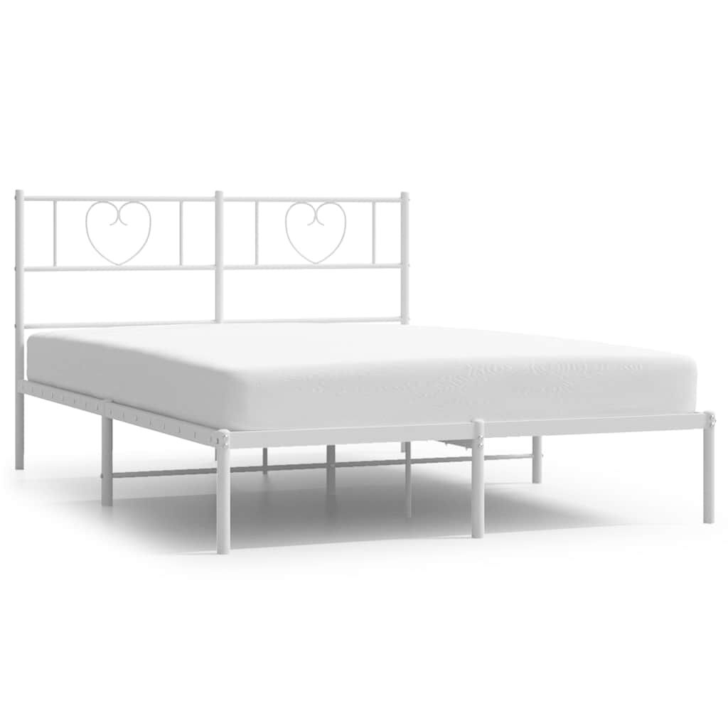 Metal Bed Frame without Mattress with Headboard White 150x200 cm Price