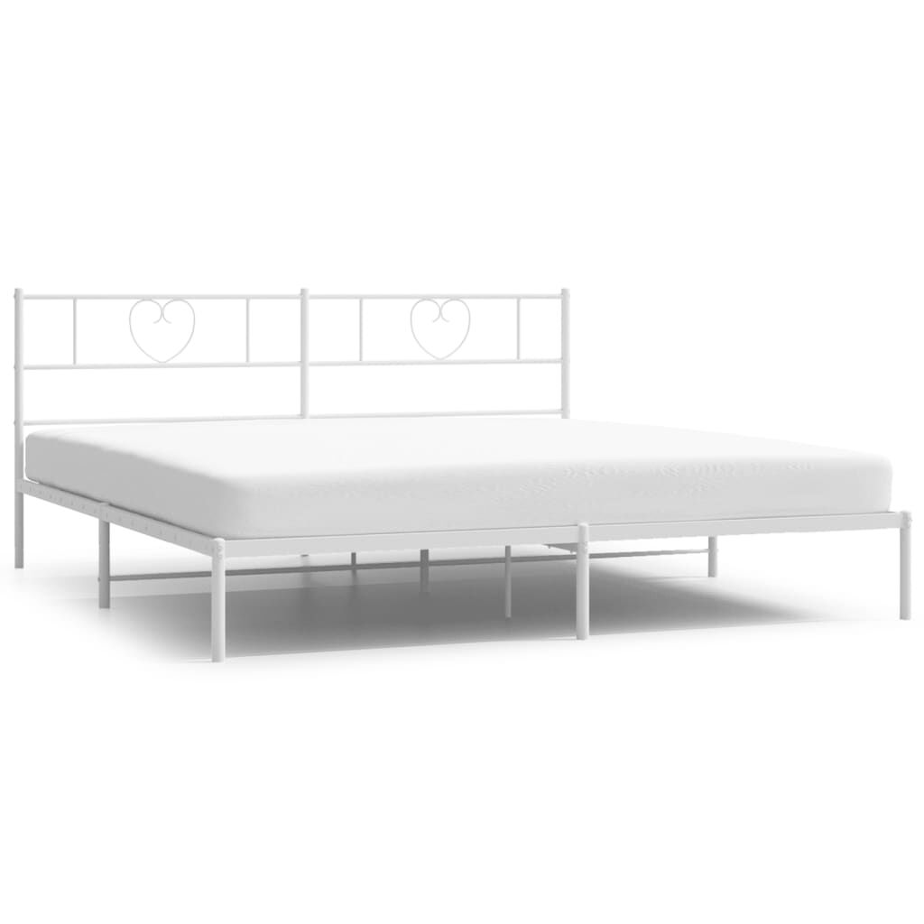 Metal Bed Frame without Mattress with Headboard White 183x203 cm King Price