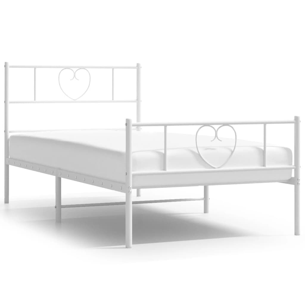 Metal Bed Frame without Mattress with Footboard White 107x203 cm King Single Price