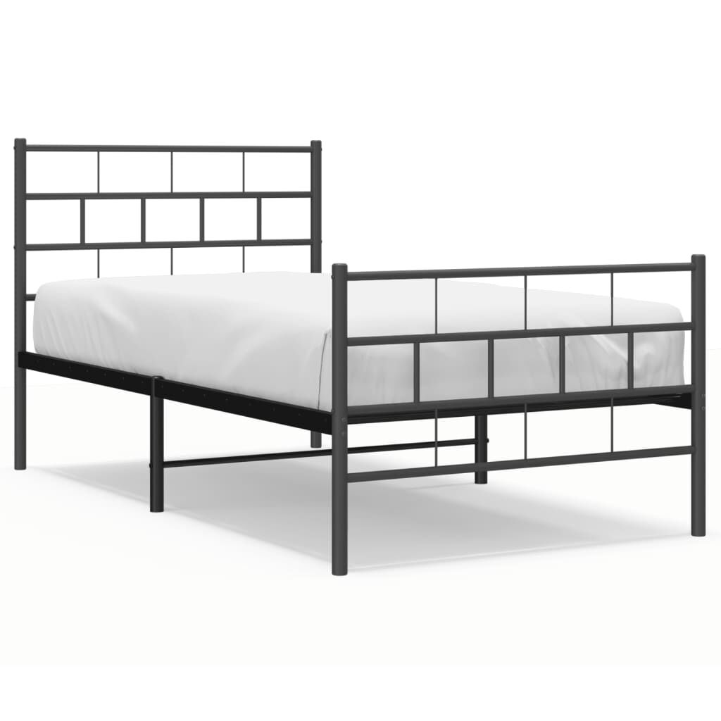 Metal Bed Frame without Mattress with Footboard Black 107x203 cm King Single Price