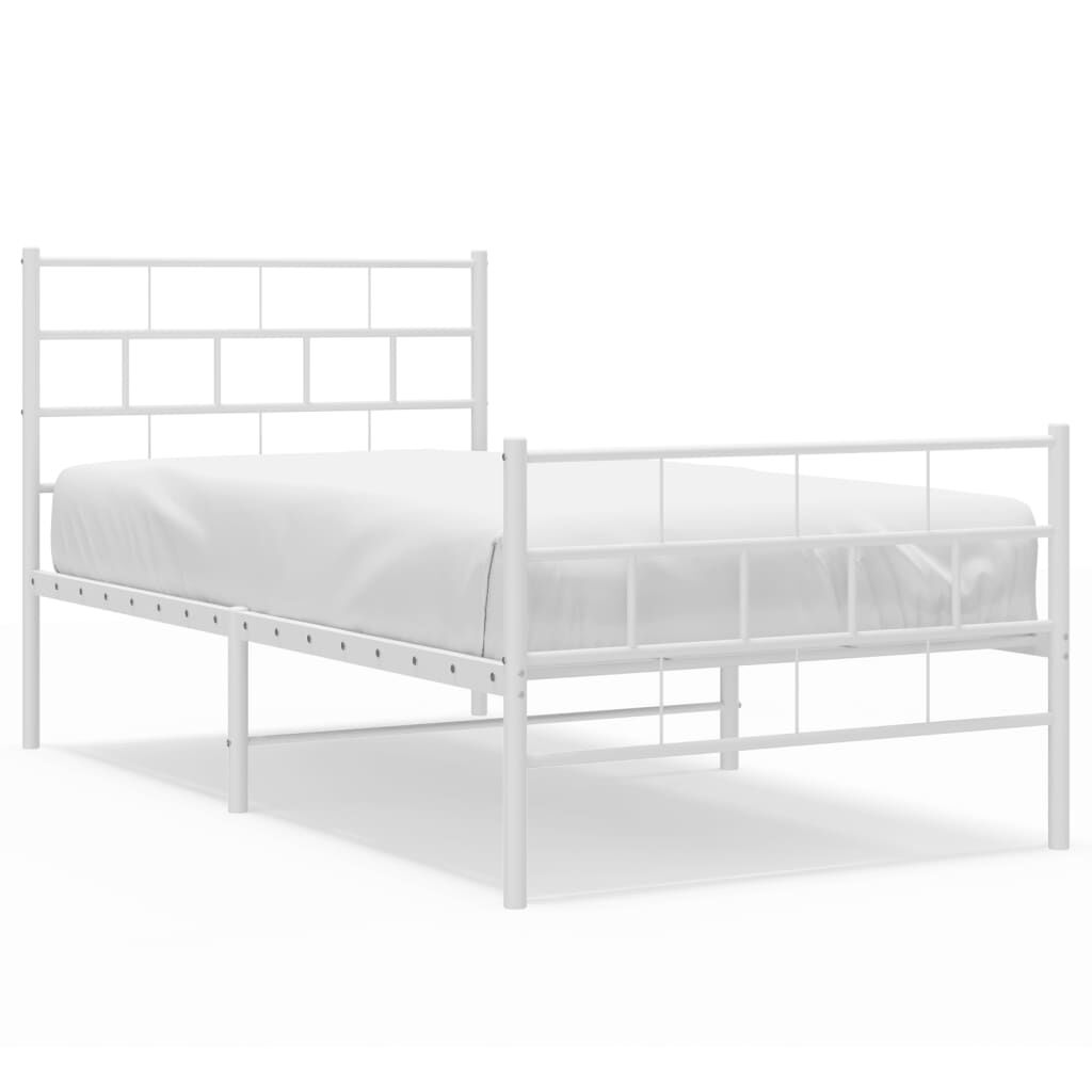 Metal Bed Frame without Mattress with Footboard White 107x203 cm King Single Price