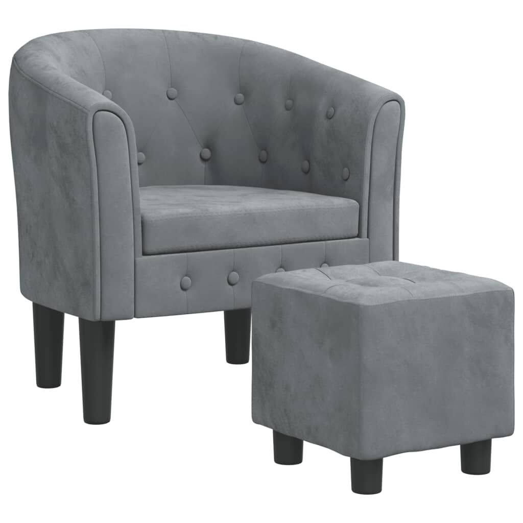 Tub Chair with Footstool Dark Grey Velvet Price