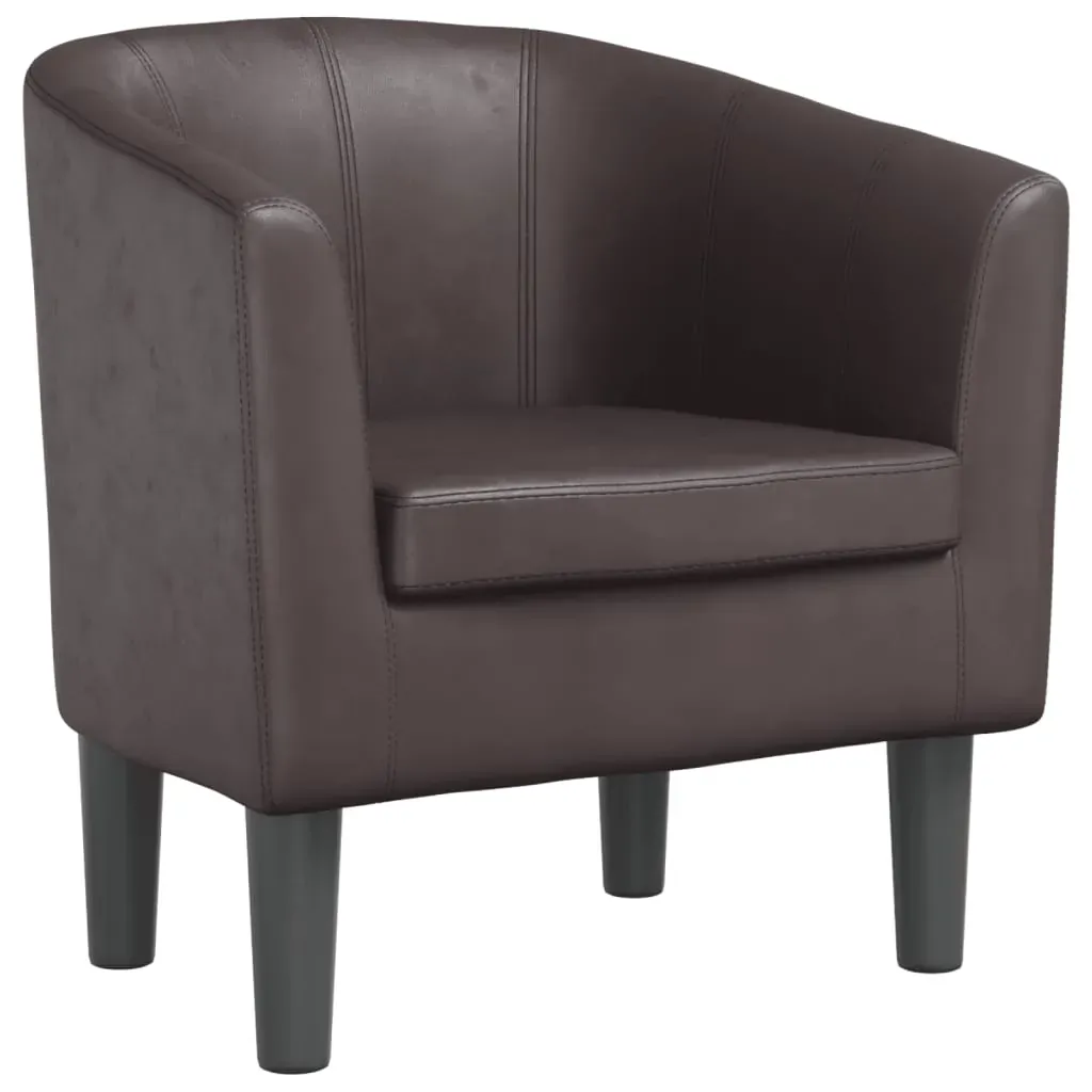 Tub Chair Brown Faux Leather Price