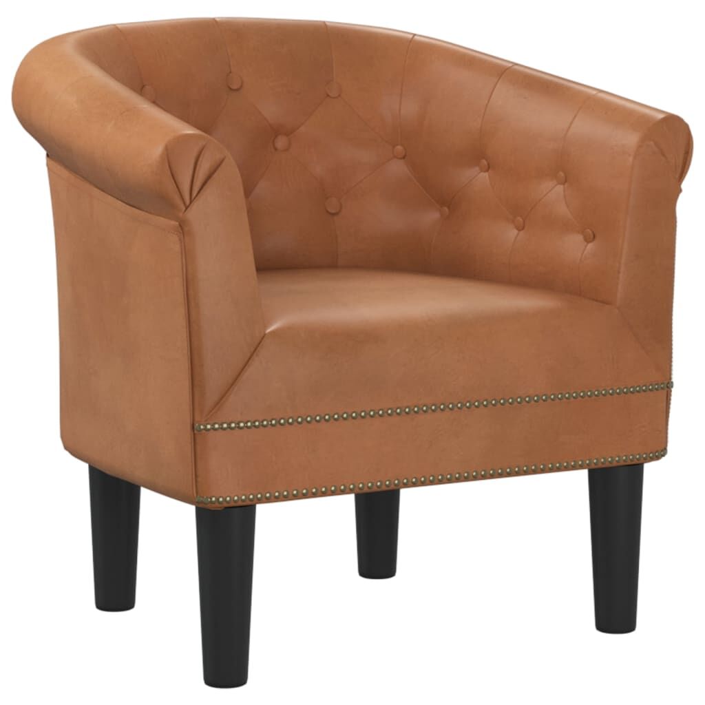 Tub Chair Brown Faux Leather Price