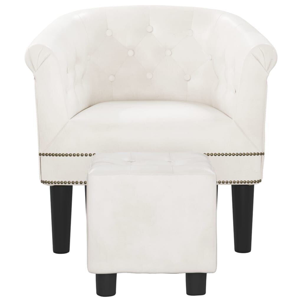 Tub Chair with Footstool White Faux Leather Price