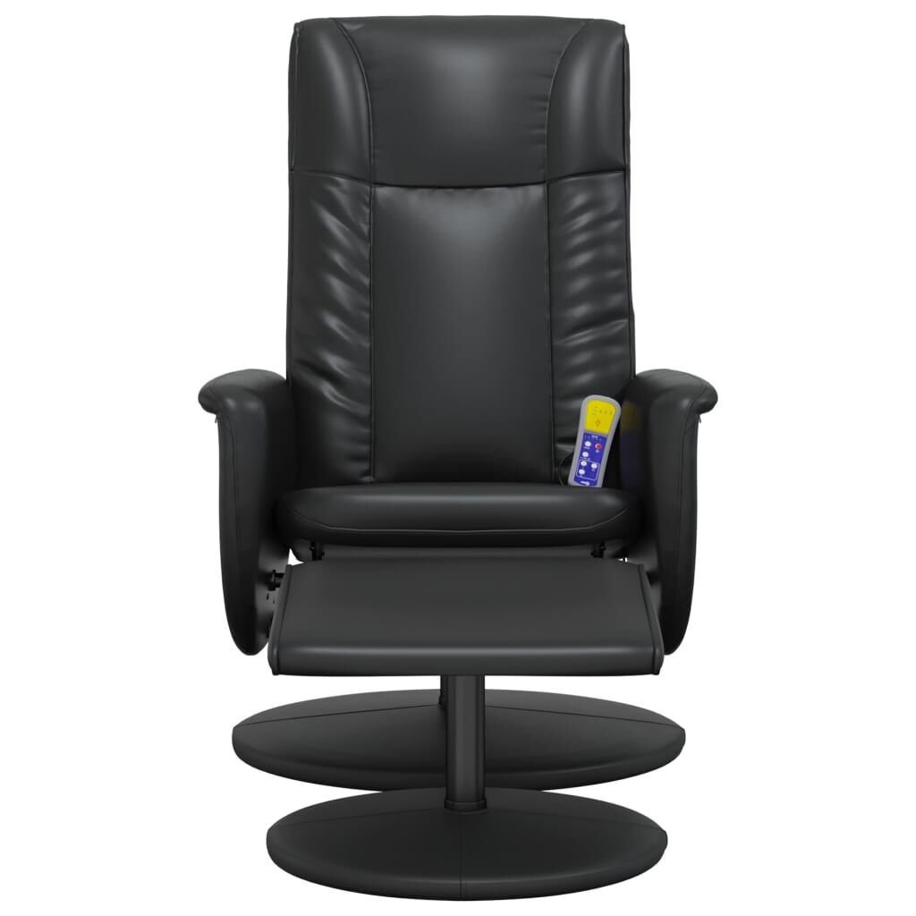 Massage Recliner Chair with Footstool Black Faux Leather Price