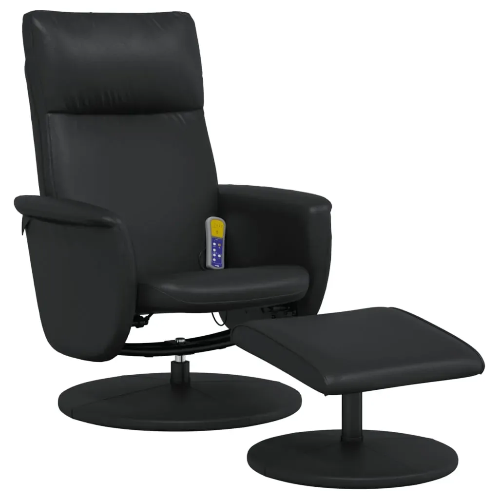 Massage Recliner Chair with Footstool Black Faux Leather Price