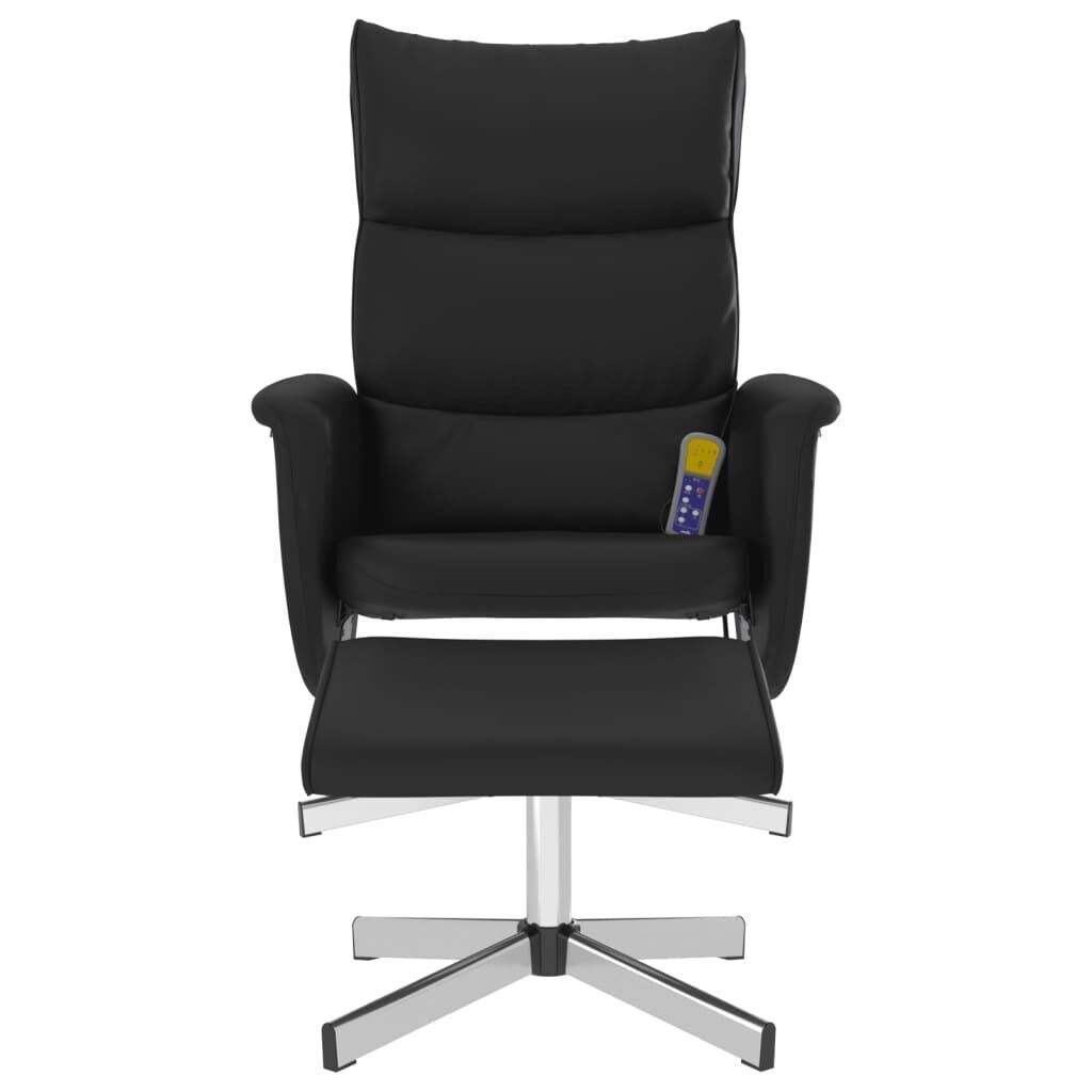Massage Recliner Chair with Footstool Black Faux Leather Price