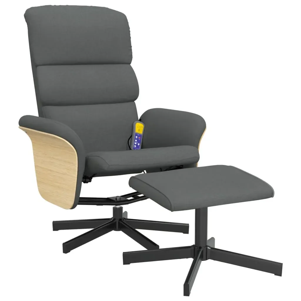 Massage Recliner Chair with Footstool Dark Grey Fabric Price