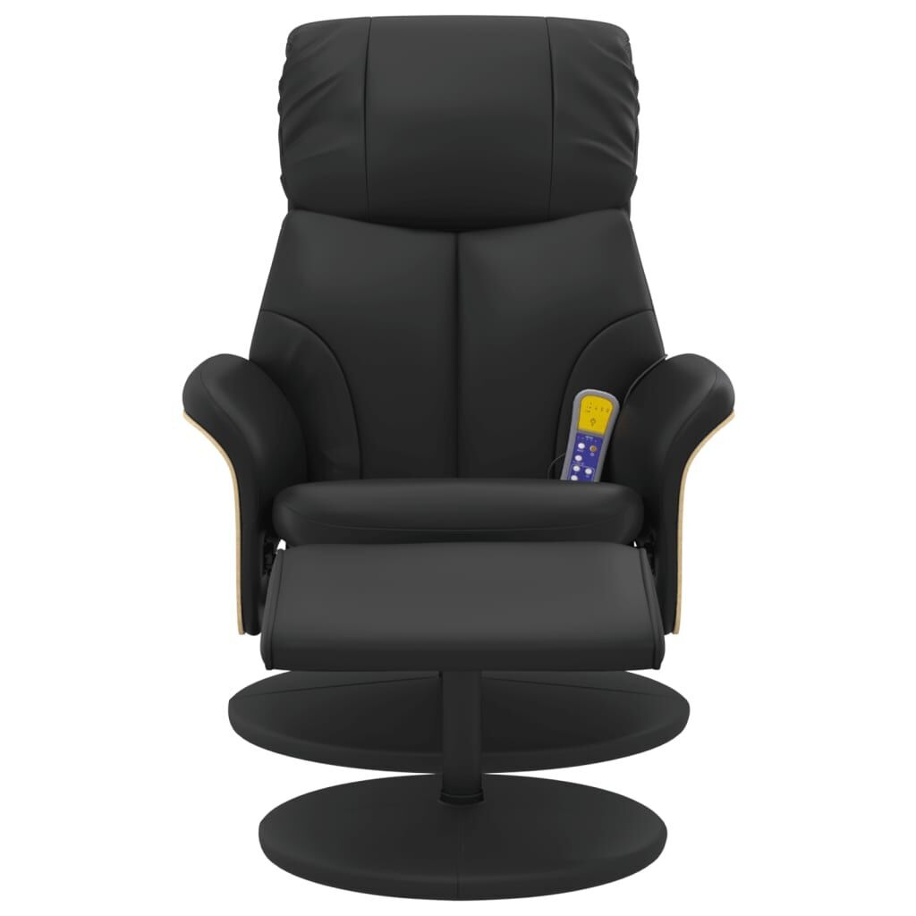 Massage Recliner Chair with Footstool Black Faux Leather Price