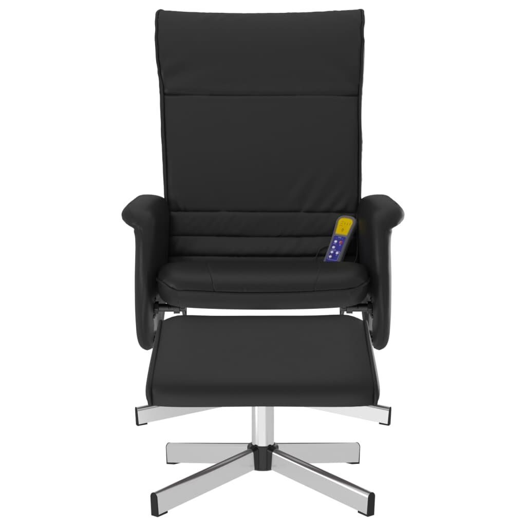 Massage Recliner Chair with Footstool Black Faux Leather Price