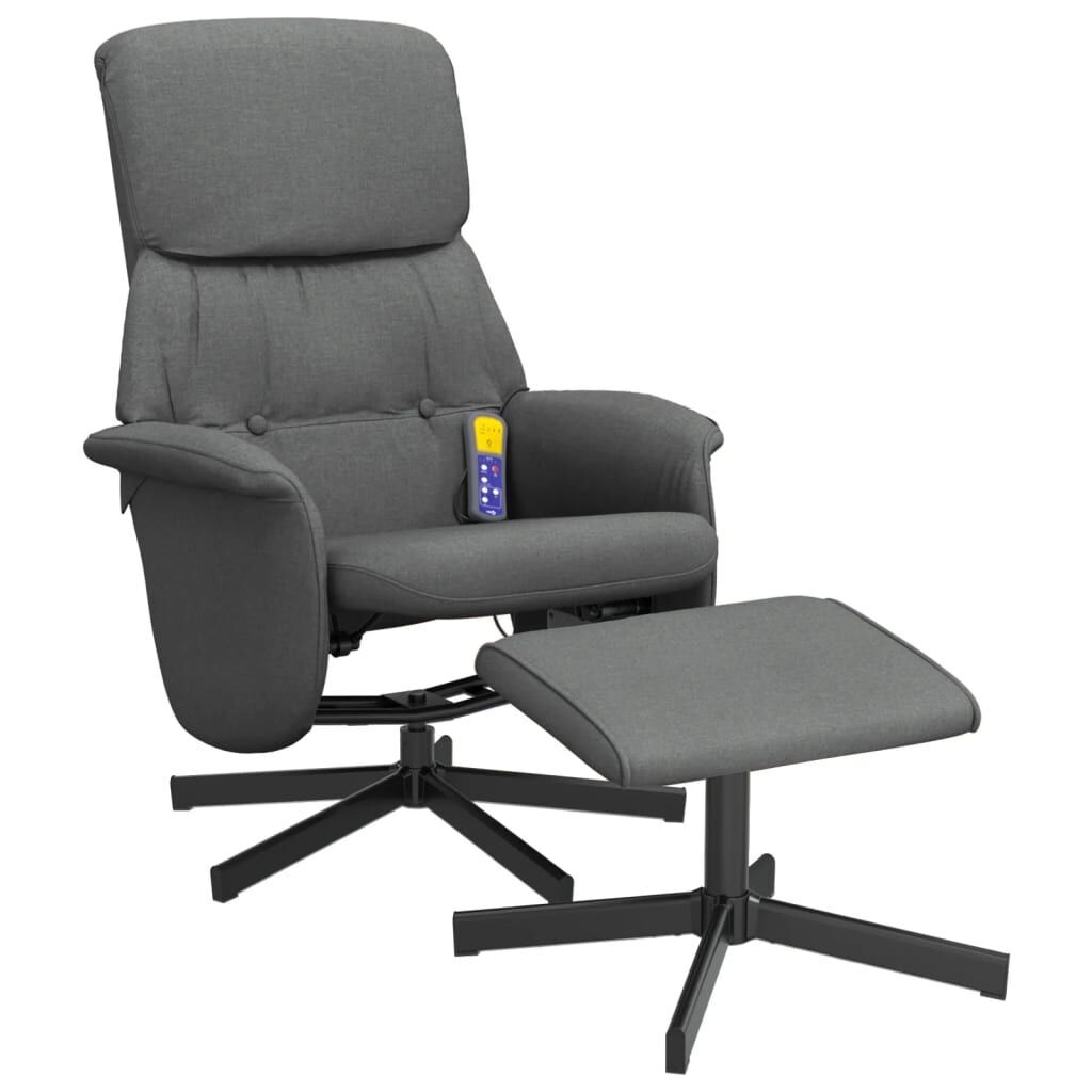 Massage Recliner Chair with Footstool Dark Grey Fabric Price