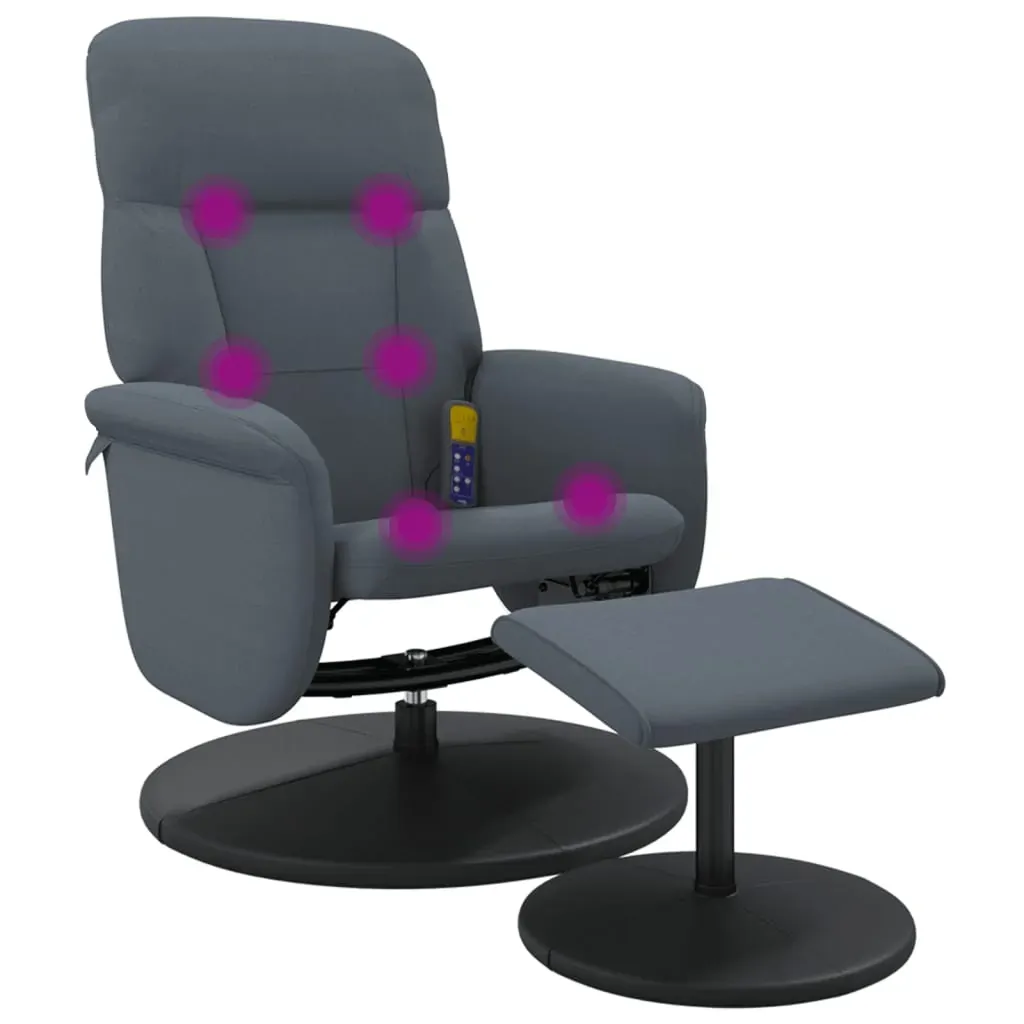 Massage Recliner Chair with Footstool Dark Grey Velvet Price
