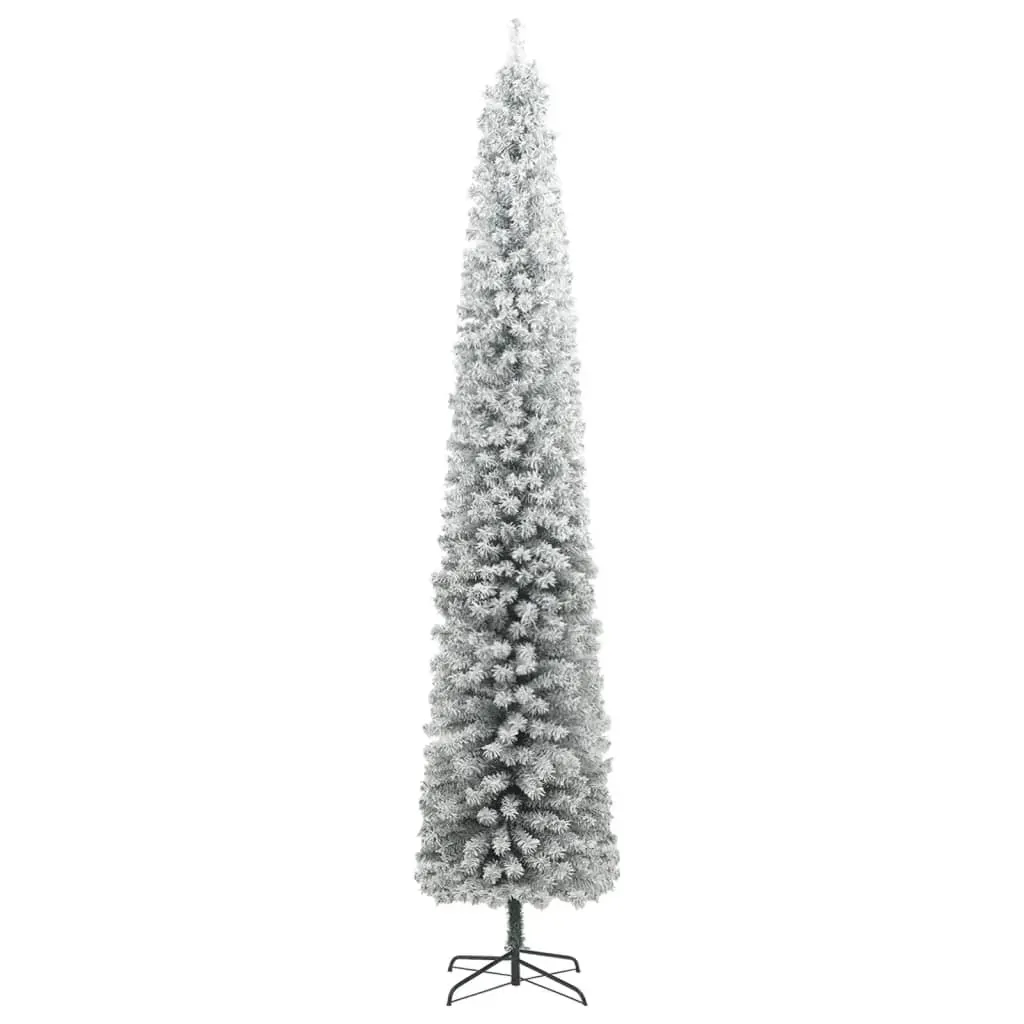 Slim Christmas Tree with Stand and Flocked Snow 270 cm PVC Price